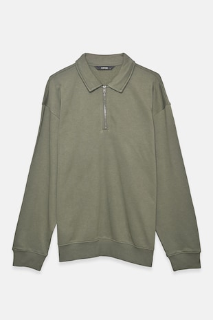 LC WAIKIKI Bluza de trening polo cu croiala lejera, Gri cenusiu