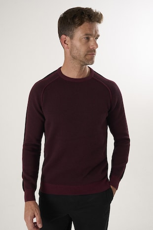 Felix Hardy Pulover din bumbac cu maneci raglan, Rosu inchis