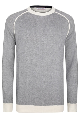 Felix Hardy Pulover din bumbac cu maneci raglan, Gri inchis melange/Crem