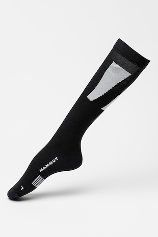 Mammut Sosete mid-calf din amestec de lana merinos cu model unisex, pentru schi Freeski, Negru/Alb murdar