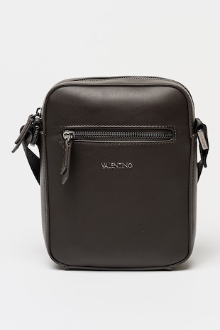Valentino Bags Geanta crossbody de piele ecologica cu buzunar exterior cu fermoar Horizon, Maro inchis