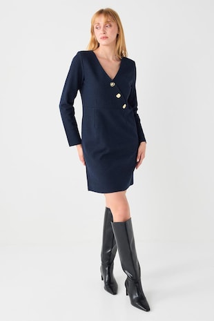 JIMMY KEY Rochie mini cu decolteu in V, Bleumarin
