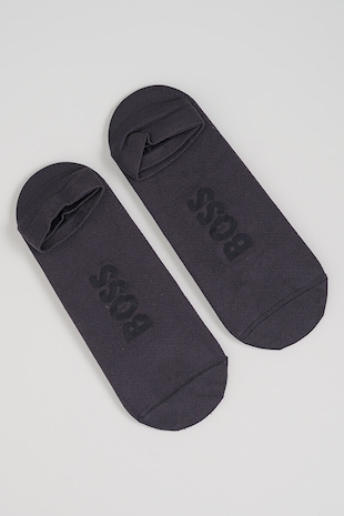 BOSS Set de sosete pana la glezna, cu imprimeu logo - 2 perechi, Negru