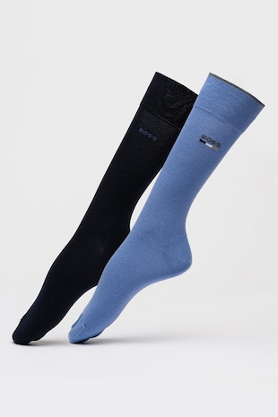 BOSS Set de sosete lungi cu logo - 2 perechi, Albastru