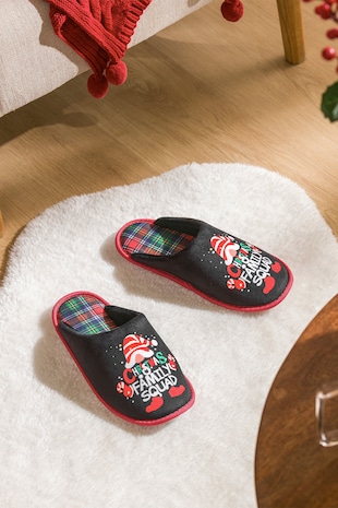 LC WAIKIKI Papuci cu model tematic de Craciun, Rosu/Gri inchis