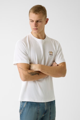 GUESS JEANS Tricou din bumbac cu broderie logo discreta, Alb