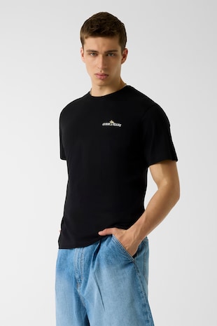 GUESS JEANS Tricou din bumbac cu broderie logo discreta, Negru