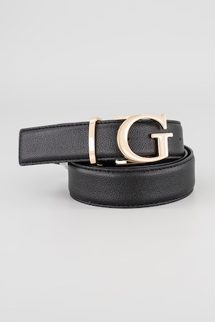 GUESS Curea ingusta cu logo, Negru