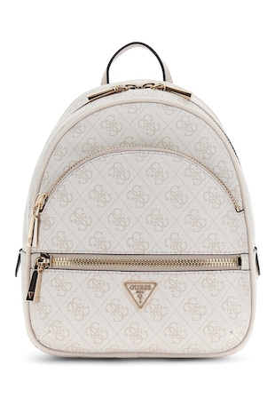 GUESS — Раница Manhattan II с монограм, Светло сив