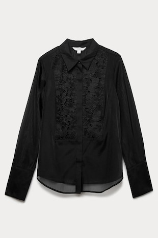 Marks & Spencer Camasa cu segmente din dantela, Negru