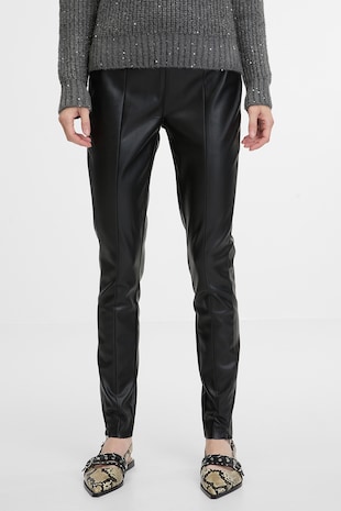 orsay Pantaloni slim fit de piele ecologica, Negru