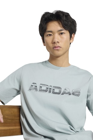 adidas Sportswear Tricou de bumbac cu imprimeu logo, Gri cenusiu