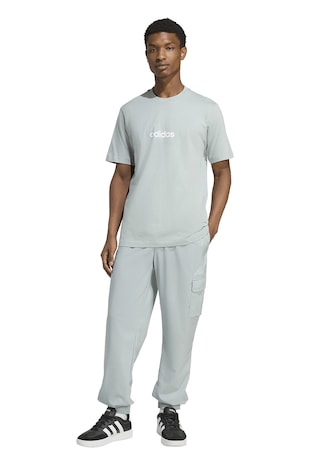 adidas Sportswear Tricou cu logo pe piept si decolteu la baza gatului, Alb/Verde pal