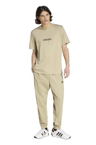 adidas Sportswear Tricou cu logo pe piept si decolteu la baza gatului, Negru/Bej