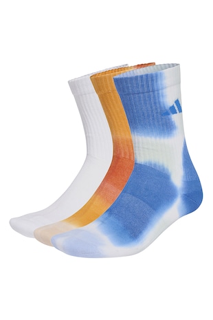 adidas Sportswear Set de sosete lungi unisex cu model tie dye - 3 Perechi, Alb/Portocaliu/Albastru