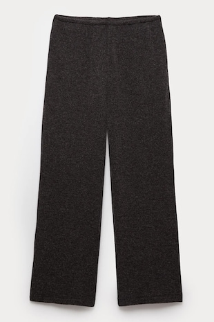Marks & Spencer Pantaloni cu talie medie si model uni, Negru melange