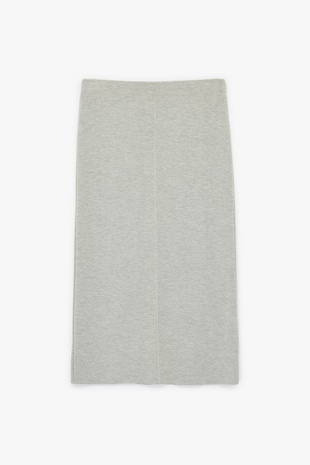 KOTON Fusta slim fit dreapta, Gri melange