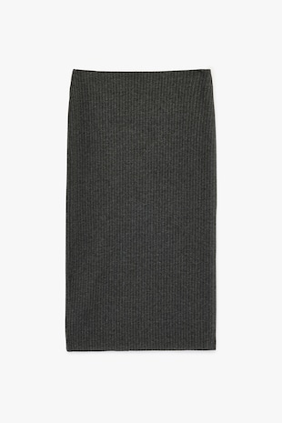 KOTON Fusta slim fit cu dungi, Gri inchis