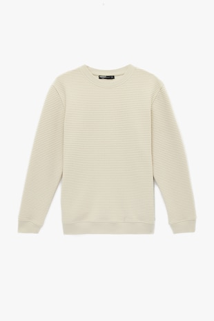 KOTON Bluza regular fit de trening cu striatii, Crem
