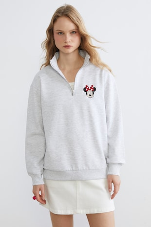 LC WAIKIKI Bluza de trening cu Minnie Mouse, Gri melange