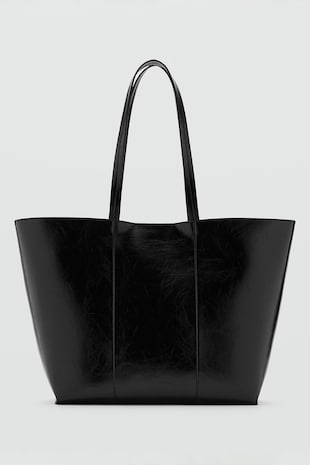 Mango Geanta shopper de piele ecologica, Negru
