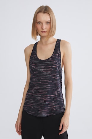 LC WAIKIKI Top cu dungi cu decupaj pe partea din spate, Gri inchis melange/Roz