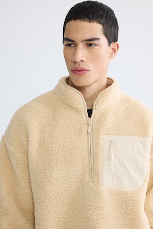 LC WAIKIKI Bluza de trening din material teddy cu fenta cu fermoar, Maro taupe deschis