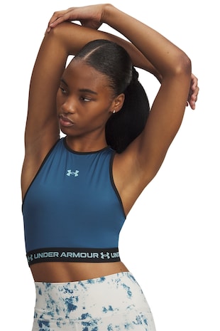 Under Armour Bustiera cu decupaj racerback pentru fitness, Negru/Albastru inchis
