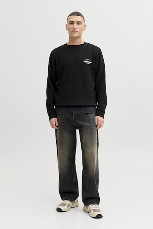 Jack & Jones Bluza de trening din amestec de bumbac organic cu logo discret, Negru