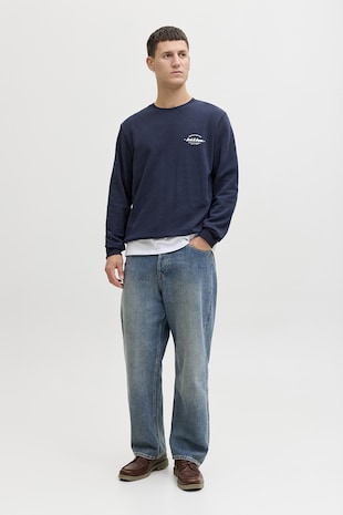 Jack & Jones Bluza de trening din amestec de bumbac organic cu logo discret, Bleumarin