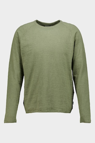 Jack & Jones Pulover din bumbac organic cu decolteu rotund, Verde masliniu inchis