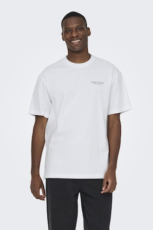 Only & Sons Tricou relaxed fit de bumbac organic cu imprimeu, Portocaliu/Alb optic