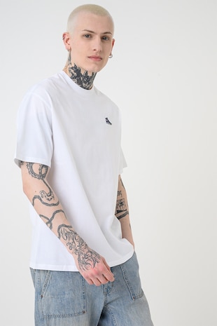 Converse Tricou de bumbac cu detaliu brodat, Albastru prafuit/Alb optic