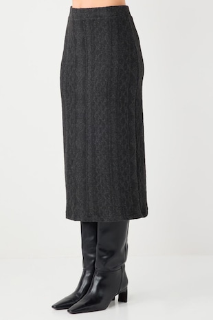 JIMMY KEY Fusta midi cambrata, Negru