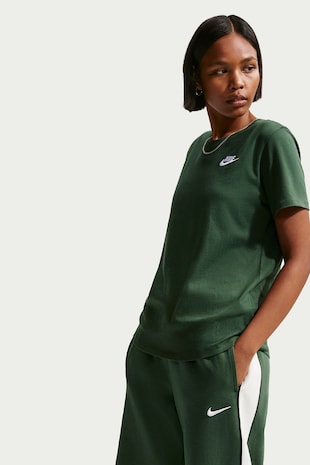 Nike Tricou din bumbac Sportswear Club Essentials, Verde englez