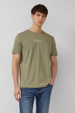 s.Oliver Tricou cu decolteu la baza gatului si logo
