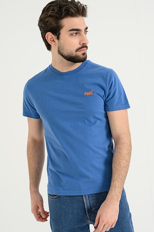 Superdry & Co Tricou slim fit de bumbac Essential, Portocaliu mandarina/Albastru royal