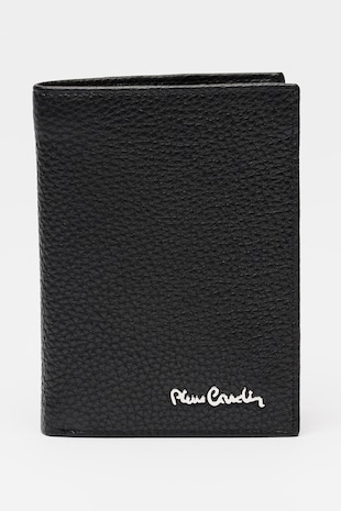 Pierre Cardin Portofel pliabil si texturat din piele, Negru