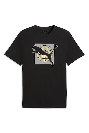 Puma Tricou cu logo, Alb/Negru/Portocaliu pal