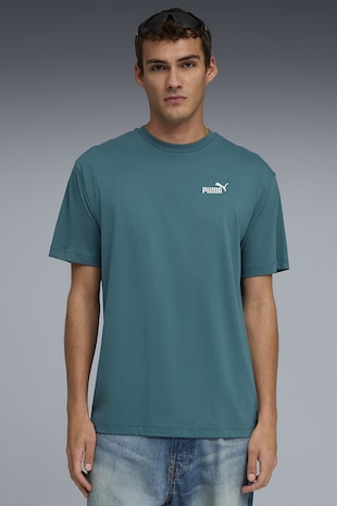 Puma Tricou relaxed fit de bumbac cu logo pe piept Essential, Verde persan