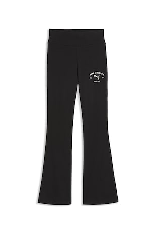 Puma Colanti evazati cu talie inalta si imprimeu logo, Negru