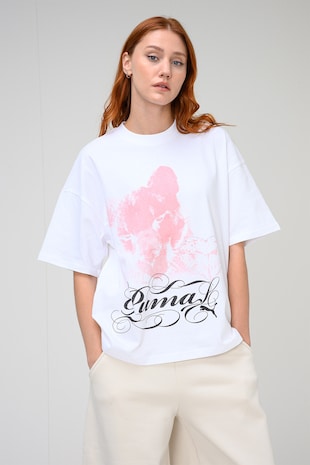 Puma Tricou supradimentionat cu imprimeu grafic STREET GLAM Bedazzled, Alb optic