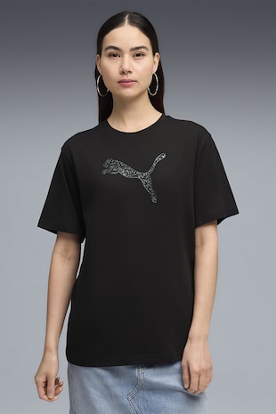 Puma Tricou relaxed-fit cu imprimeu logo, Negru