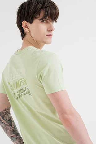 Champion Tricou cu decolteu la baza gatului si logo, Verde deschis