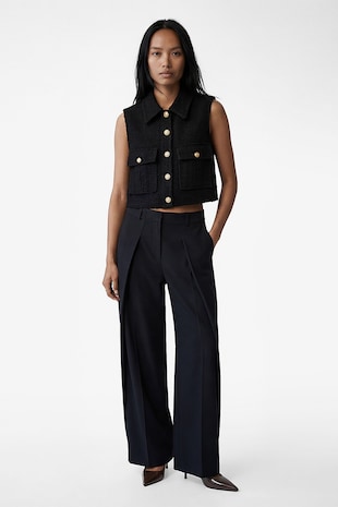 KOTON Vesta crop din tuid, Negru