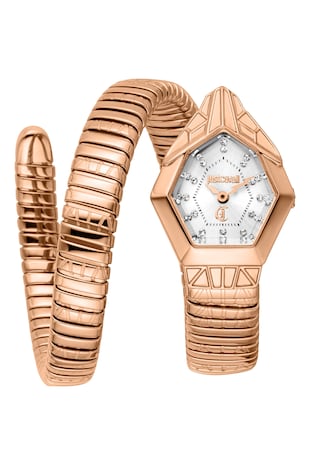 JUST CAVALLI Ceas cu model petrecut si zirconia, Auriu rose