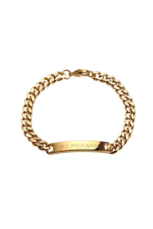 U.S. Polo Assn. Bratara-lant cu logo gravat, Auriu