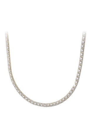 OXETTE Colier placat cu rodiu, cu zirconia, Argintiu, Auriu/Argintiu