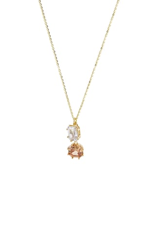 OXETTE Colier placat cu aur de 18K si decorat cu zirconia, Auriu/Bej