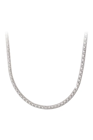 OXETTE Colier placat cu rodiu, cu zirconia, Argintiu, Argintiu